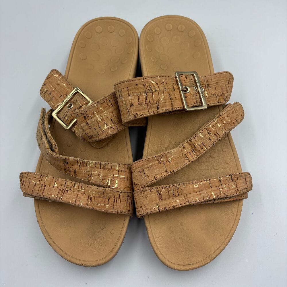 Vionic Pacific Rio Sandals Shoes Tan & Gold Cork 9 41
